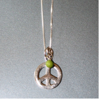 Large Peace Sterling Silver Necklace